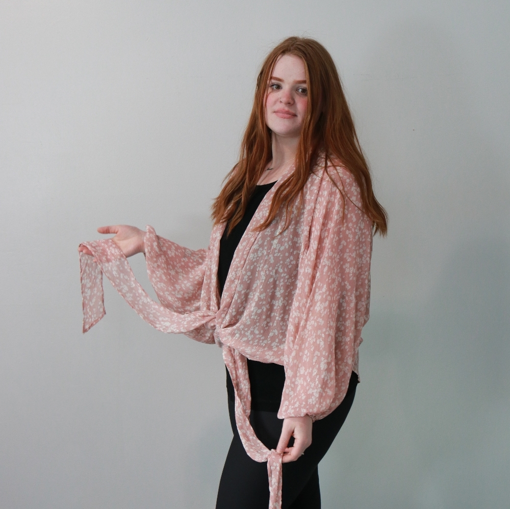 Dusty Pink & White Shrug